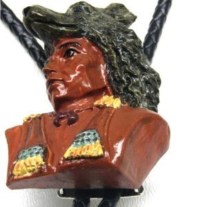 Bolo Tie Native American Indian Wolf Headdress Men Unique Western Accessory